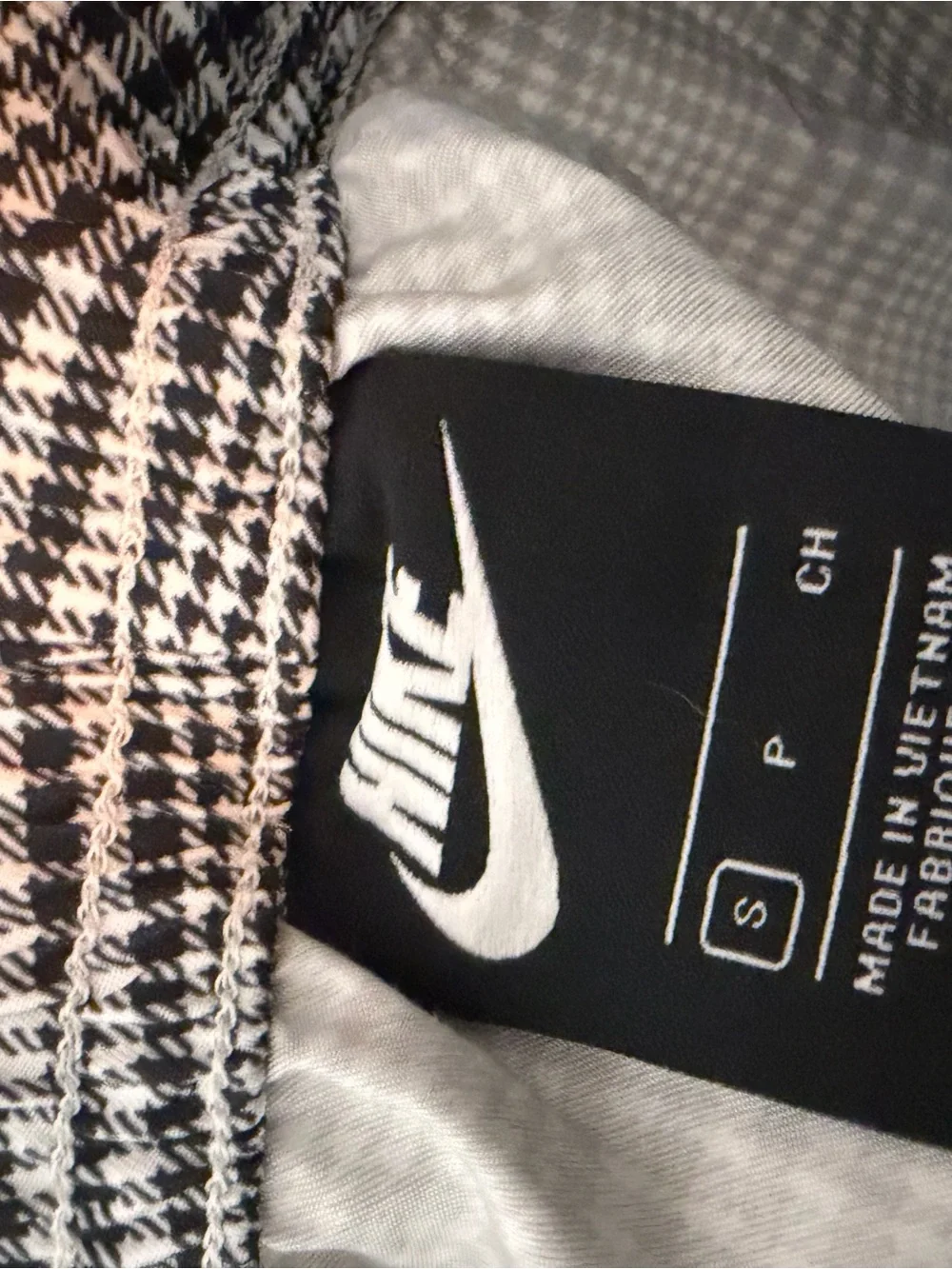 Nike Women’s Black & White Checked Joggers with Side Tape